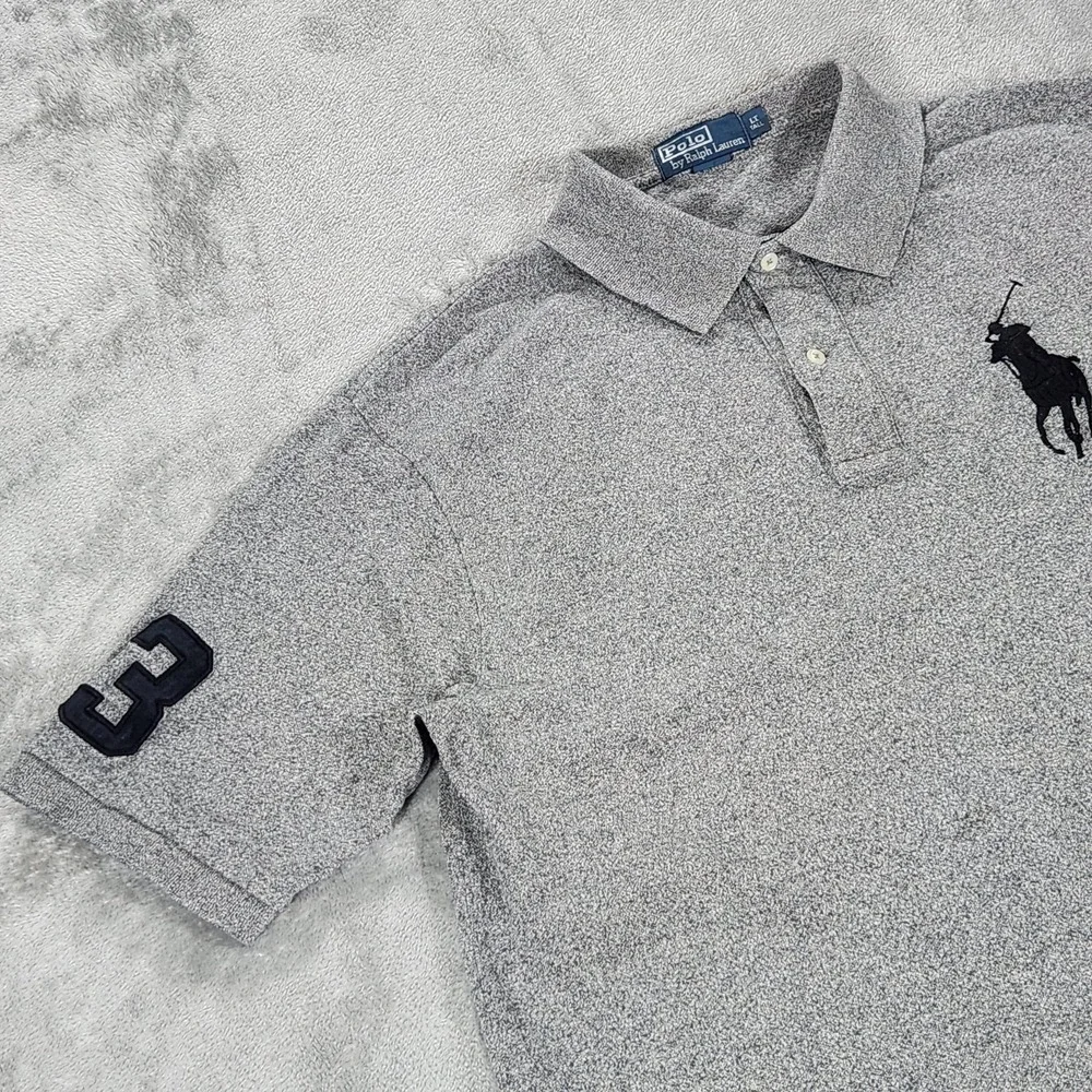 Polo Ralph Lauren Big Pony‎ 3 Polo Shirt Mens LT Gray Short Sleeve Collared Knit